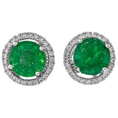 2.50 Carat Emerald Diamond Jacket Stud Earrings 