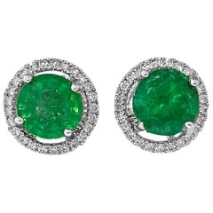 2.50 Carat Emerald Diamond Jacket Stud Earrings