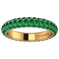 2.50 Carat Emeralds Pavé Eternity Ring in 18 Karat Yellow Gold