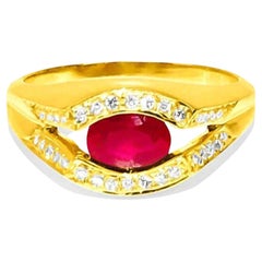 2.50 Carat Evil Eye Burma Ruby Diamond 18k Gold Cocktail Ring
