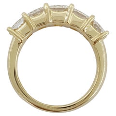 2.50 Carat Five-Stone Princess Cut Diamond Anniversary 14K Yellow Gold Ring