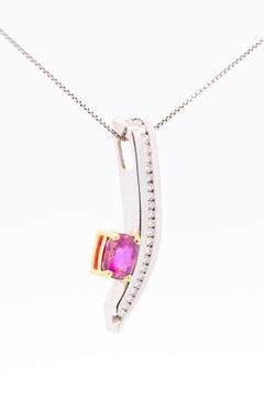 2.50 Carat GIA Certified Cushion-Cut Pink Sapphire and Diamond 18K Pendant