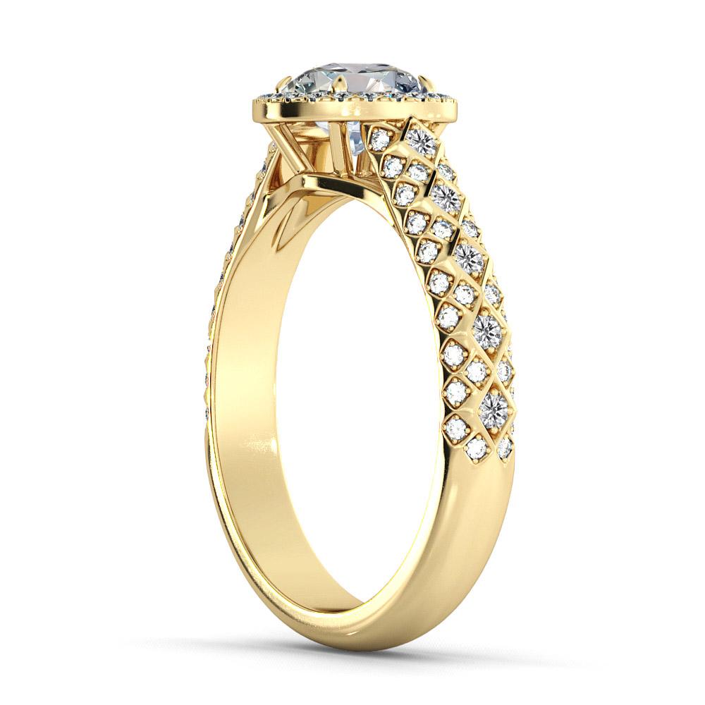Beautiful solitaire with accents style GIA certified diamond engagement ring. Ring features a 2 carat round cut 100% eye clean natural diamond of F-G color and VS2-SI1 clarity and it is surrounded by 100 smaller natural diamonds of approx. 0.50