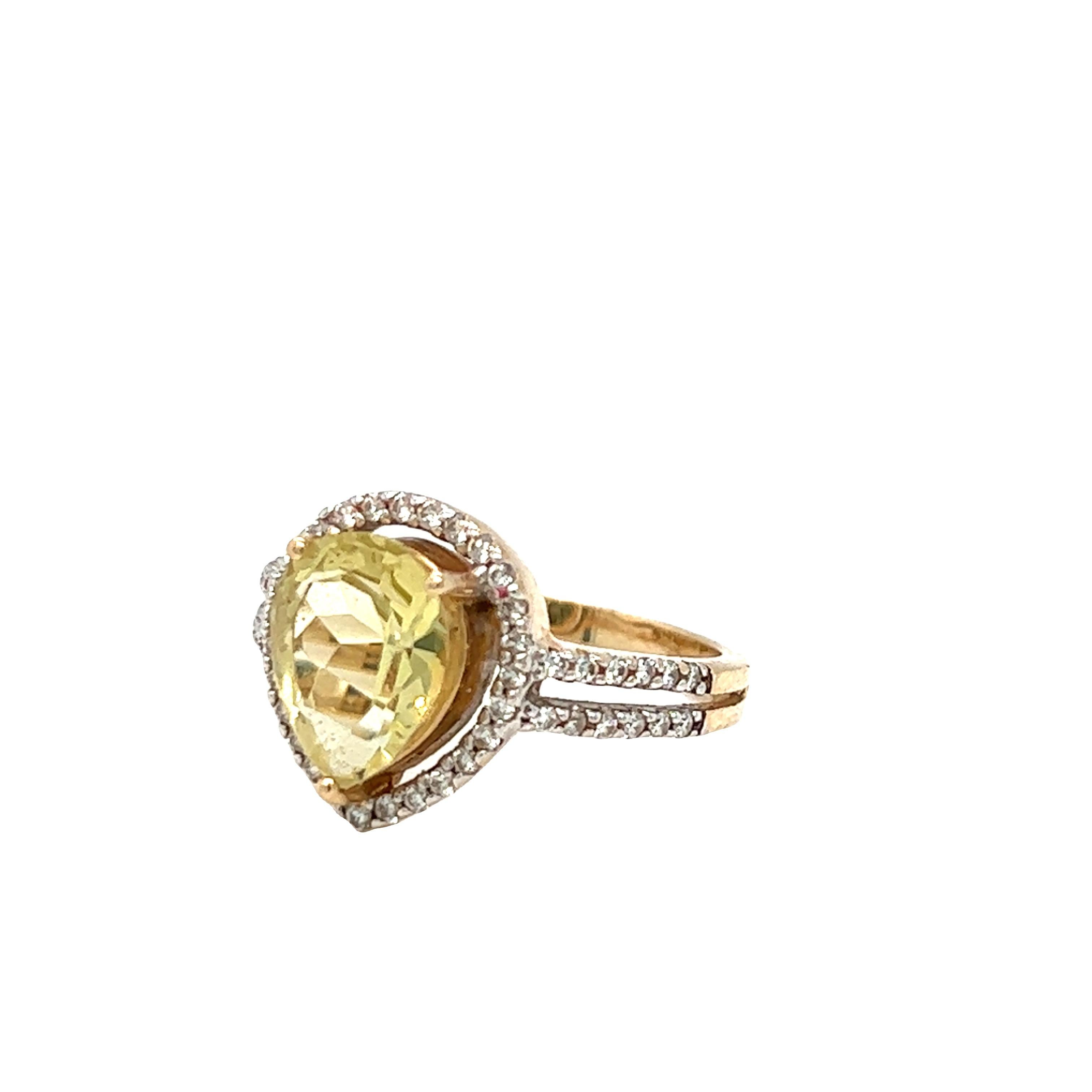 Contemporary 2.50 Carat Golden Yellow Beryl in Diamond Halo Ring 14K Yellow Gold For Sale