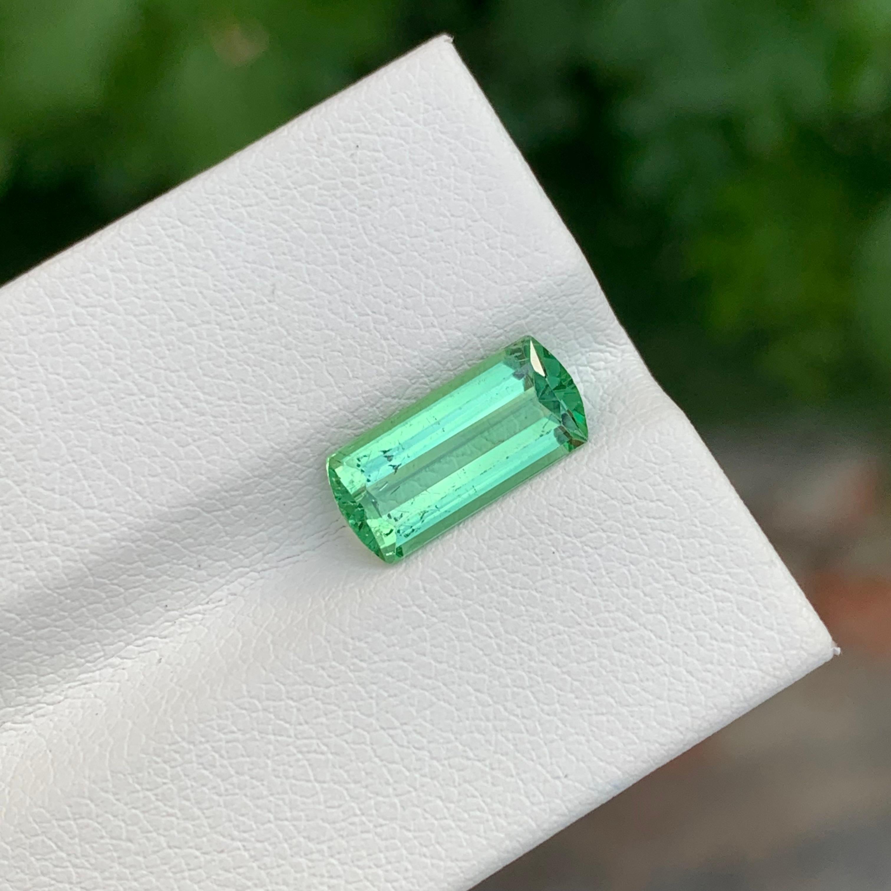 2,50 Karat wunderschöner mintgrüner Turmalin in Smaragdform in Smaragdform aus Afghanistan (Arts and Crafts) im Angebot