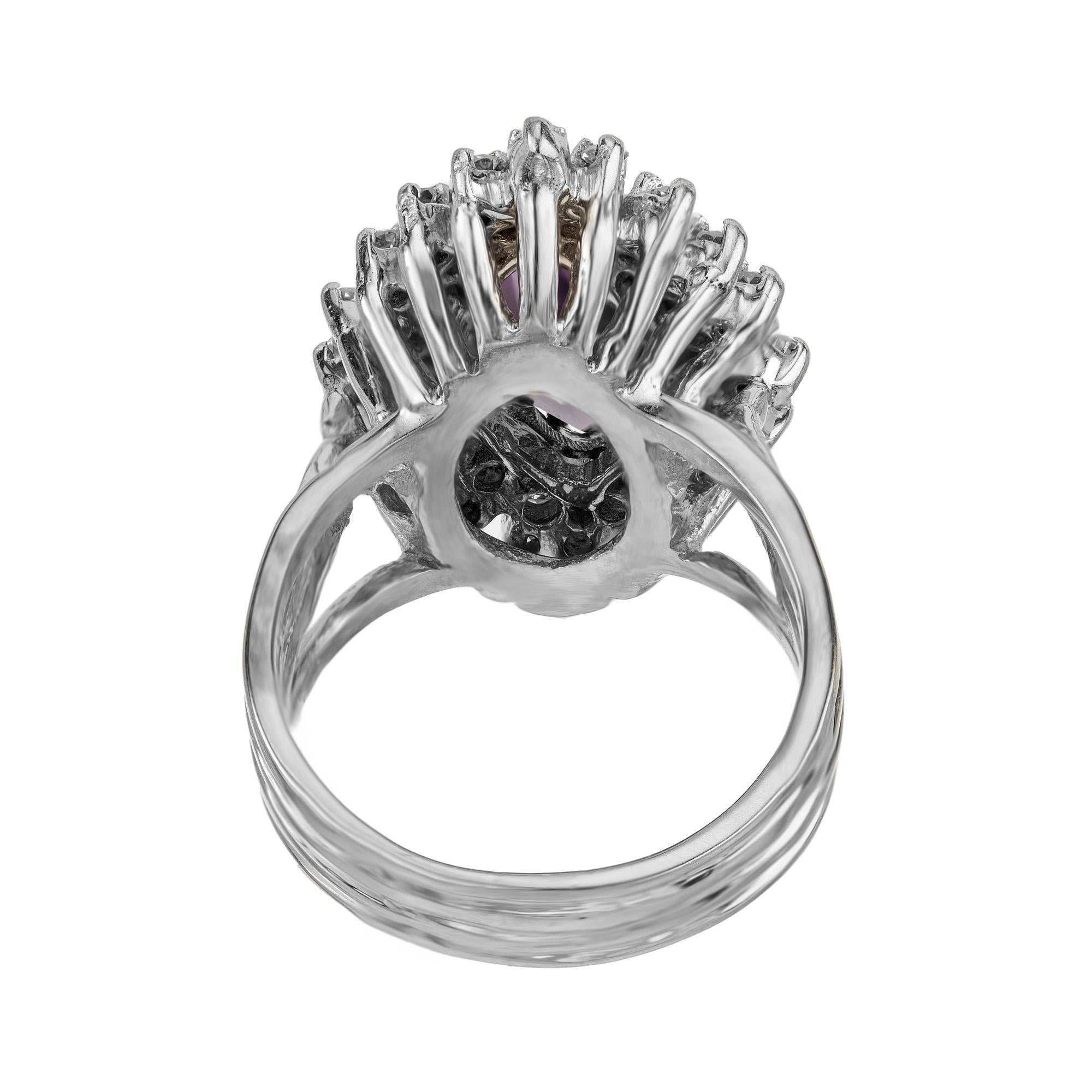 Women's 2.50 Carat Marquise Amethyst Diamond Halo Gold Cocktail Ring For Sale