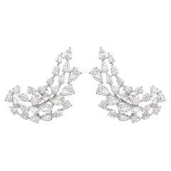 2.50 Carat Marquise and Pear Diamond Ear Climber Earrings in 18K White Gold