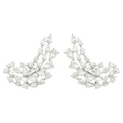 2.50 Carat Marquise and Pear Diamond Ear Climber Earrings in 18K White Gold