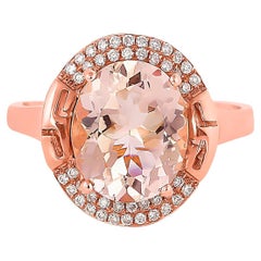 2.50 Carat Morganite and Diamond Ring in 18 Karat Rose Gold