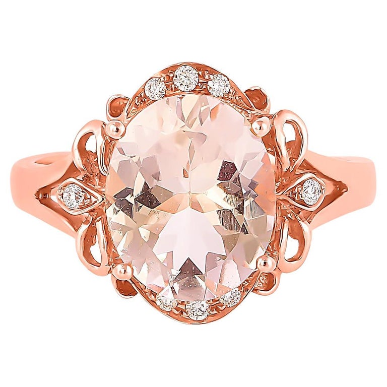 2.50 Carat Morganite and Diamond Ring in 18 Karat Rose Gold For Sale at ...