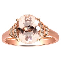 Vintage 2.50 Carat Morganite Oval Cut Diamond Accents 10K Rose Gold Ring