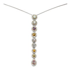 2.50 Carat Multi-Color Natural Diamonds Pendant on Chain