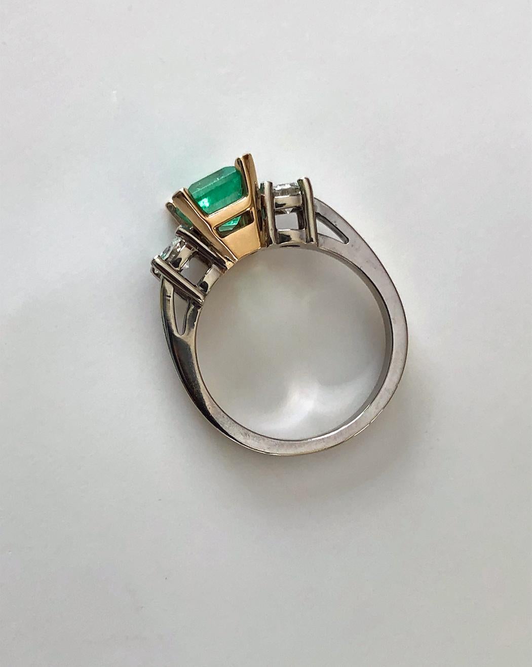 2.50 Carat Natural Colombian Emerald Diamond Engagement Ring 14 Karat 3