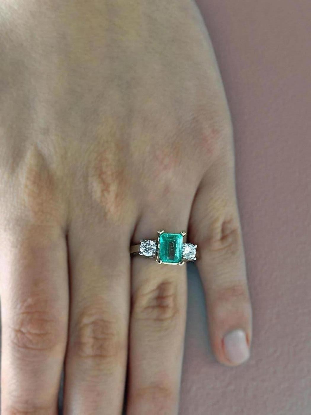 2.50 Carat Natural Colombian Emerald Diamond Engagement Ring 14 Karat 5