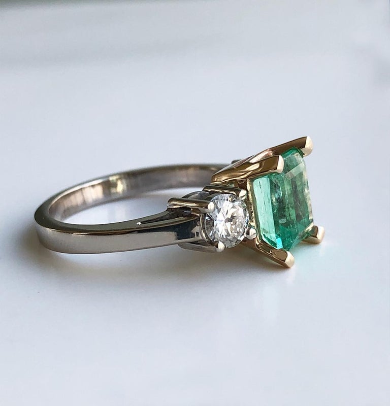 of composition gold karat 14 14 Carat at Engagement Diamond Emerald Colombian 1stdibs Natural Ring Karat 2.50
