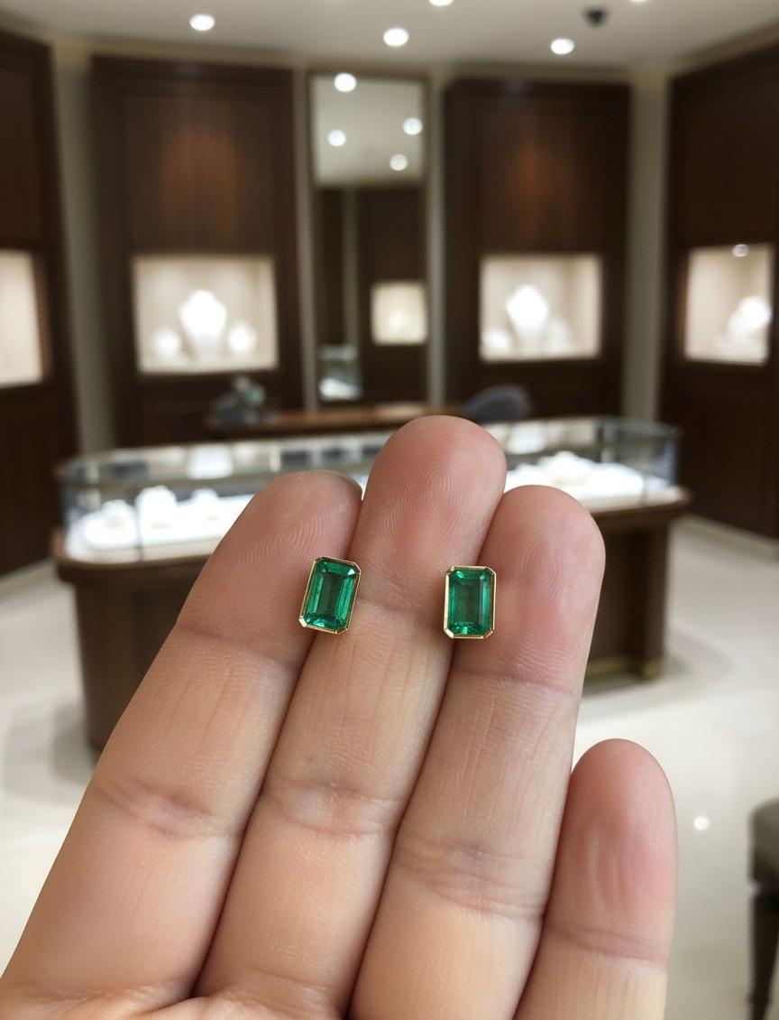 Contemporain Clous d'oreilles Maravellous en or jaune 18 carats avec émeraudes naturelles en vente