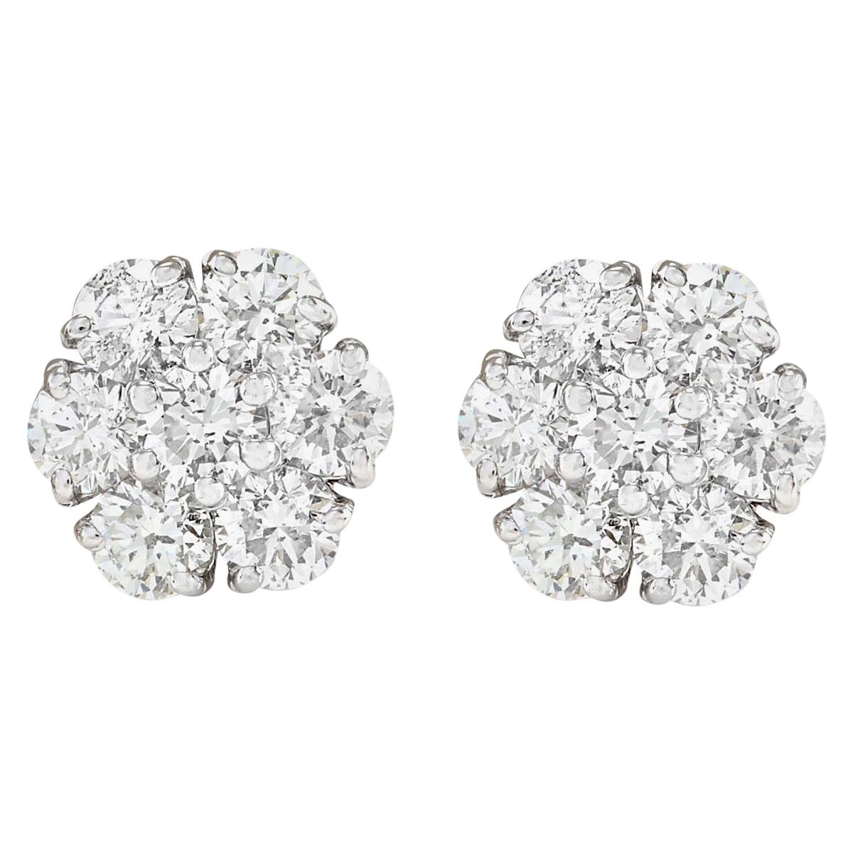 2.50 Carat Natural Diamond 18 Karat White Gold Earrings