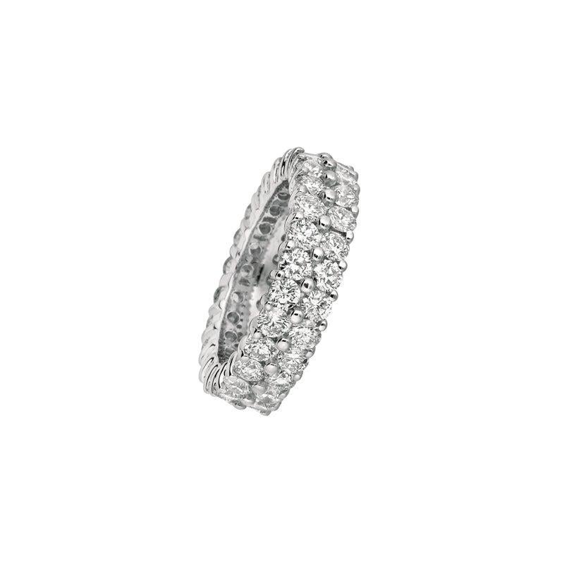 For Sale:  2.50 Carat Natural Diamond 2-Row Eternity Ring Band G SI 18 Karat White Gold 2