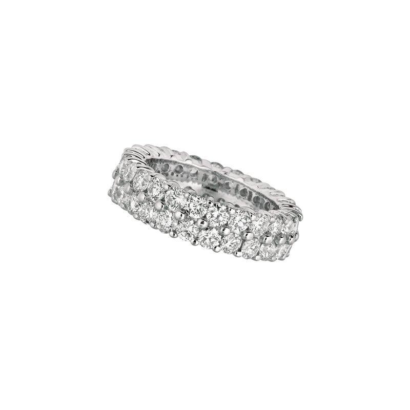 For Sale:  2.50 Carat Natural Diamond 2-Row Eternity Ring Band G SI 18 Karat White Gold 3