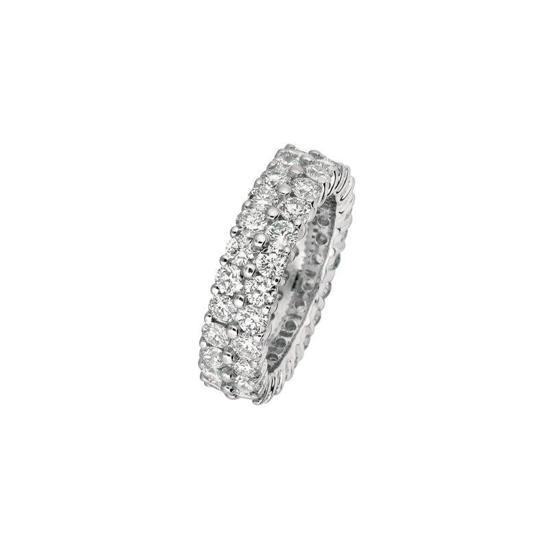 For Sale:  2.50 Carat Natural Diamond 2-Row Eternity Ring Band G SI 18 Karat White Gold 4