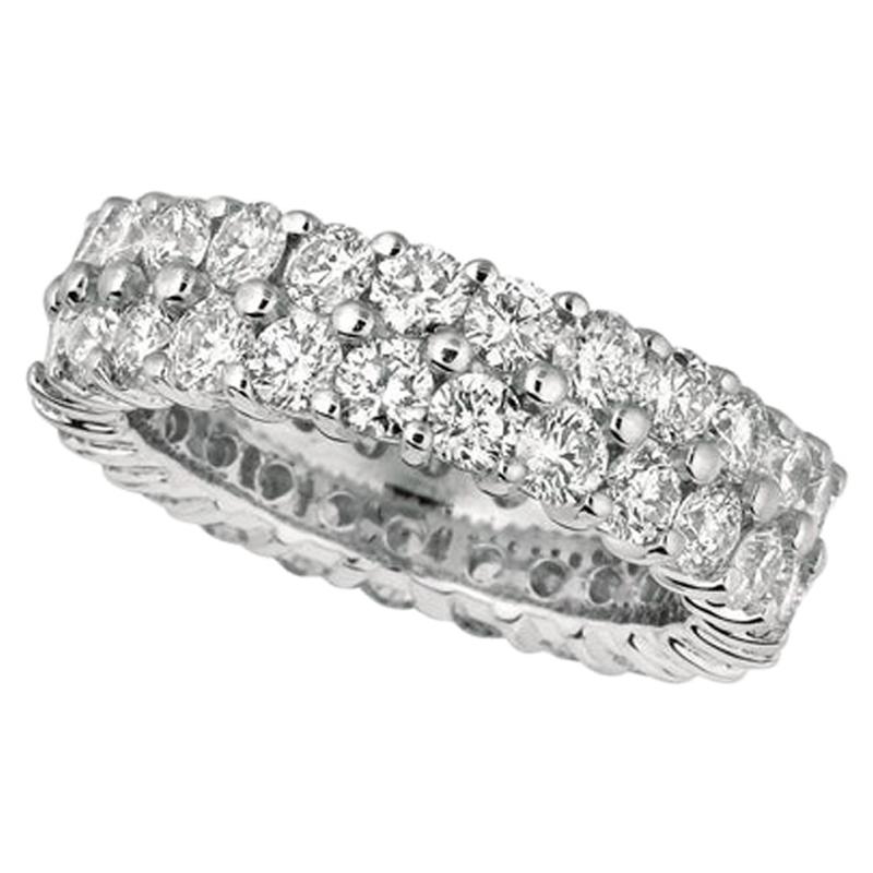 2.50 Carat Natural Diamond 2-Row Eternity Ring Band G SI 18 Karat White Gold For Sale