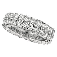 2.50 Carat Natural Diamond 2-Row Eternity Ring Band G SI 18 Karat White Gold