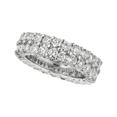 Bague d'éternité à 2 rangées de diamants naturels de 2,50 carats G SI en or blanc 18 carats