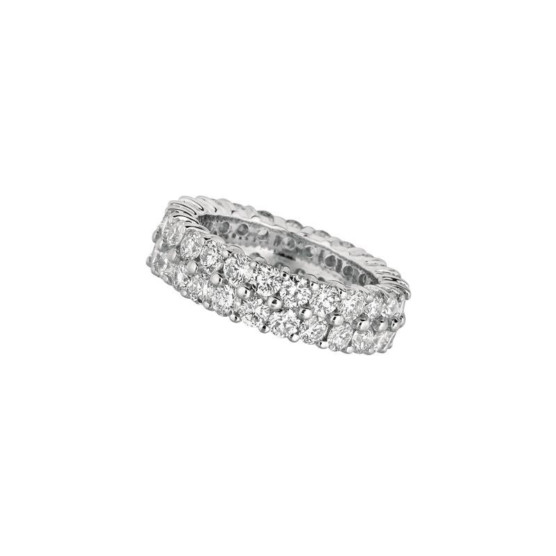 Contemporary 2.50 Carat Natural Diamond 2-Row Eternity Ring Band G SI 18 Karat White Gold For Sale