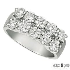 2.50 Carat Natural Diamond 2 Rows Ring G SI 14k White Gold