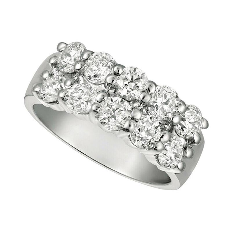For Sale:  2.50 Carat Natural Diamond 2 Rows Ring G SI 14k White Gold