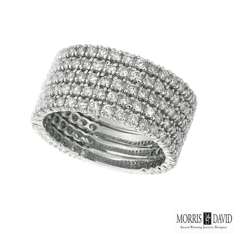 For Sale:  2.50 Carat Natural Diamond 5 Rows Ring Band G SI 14k White Gold 4