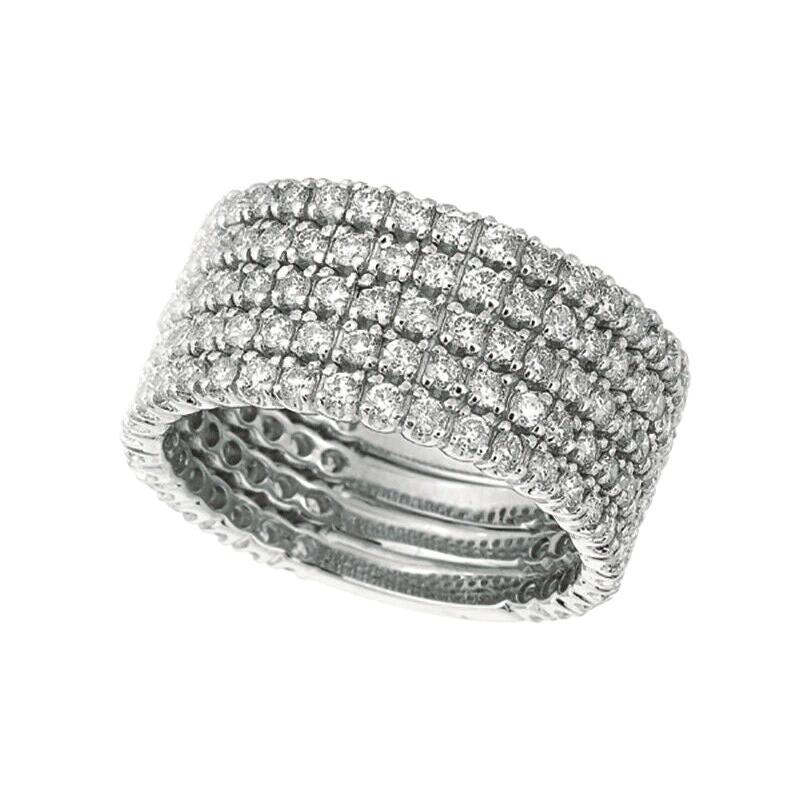 2.50 Carat Natural Diamond 5 Rows Ring Band G SI 14k White Gold For Sale