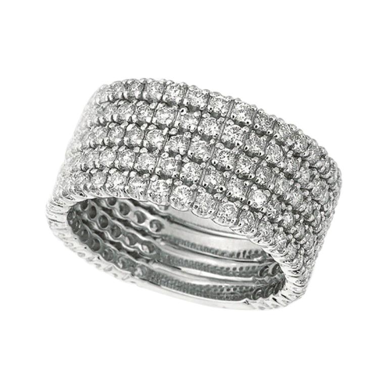 For Sale:  2.50 Carat Natural Diamond 5 Rows Ring Band G SI 14k White Gold