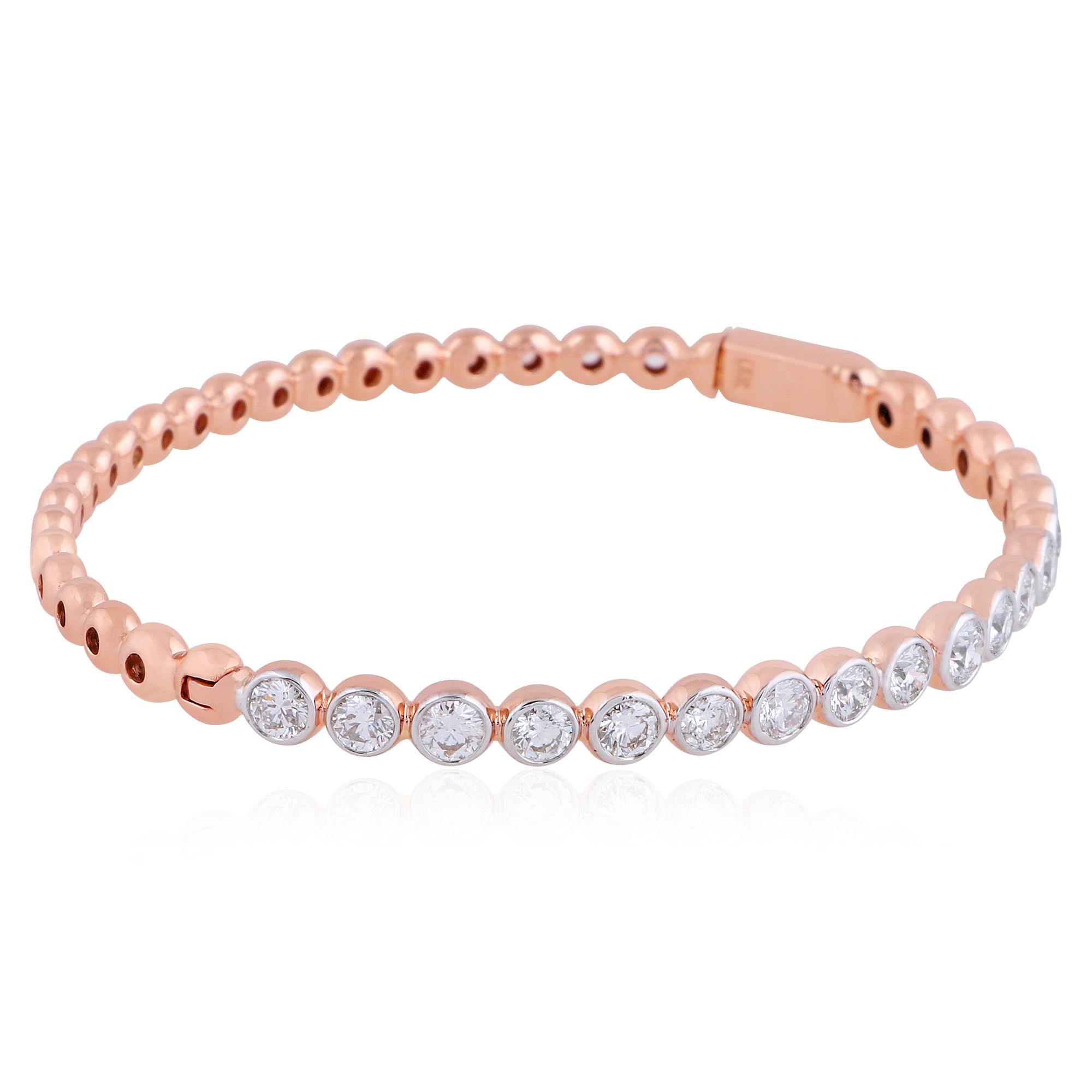 Bracelet de 2,50 carats de diamant naturel en or rose massif 18k Bijoux fins Neuf - En vente à Diera, Dubai