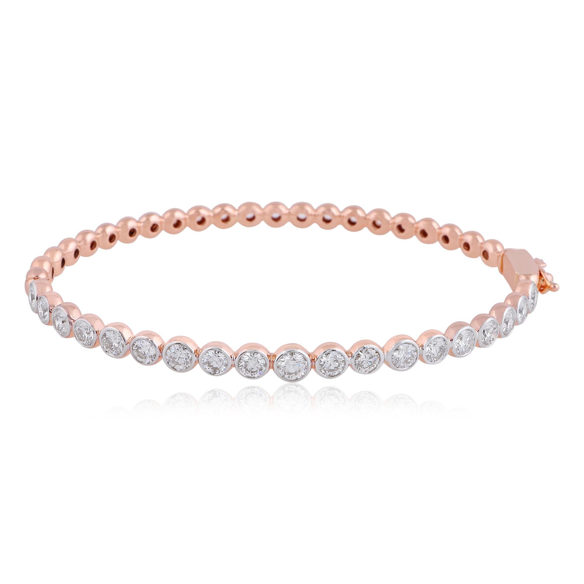 Bracelet de 2,50 carats de diamant naturel en or rose massif 18k Bijoux fins Pour femmes en vente