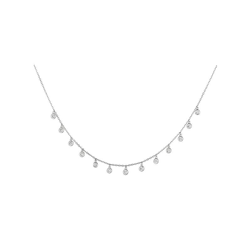 Romantico Collana con castone con diamanti naturali da 2,50 carati in oro bianco 14 carati da 18''. in vendita