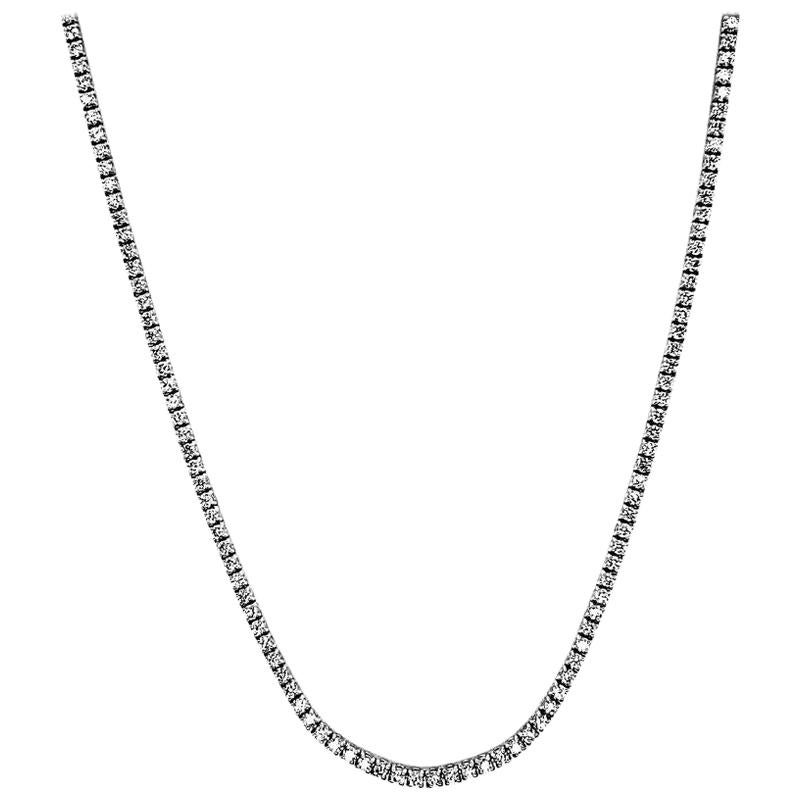 2.50 Carat Natural Diamond Tennis Necklace G SI 14 Karat White Gold For Sale