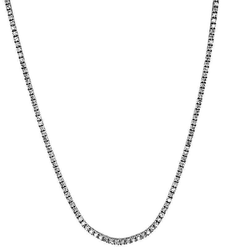 2,50 Karat natürlicher Diamant Tennis Halskette G SI 14 Karat Weißgold (Rundschliff) im Angebot