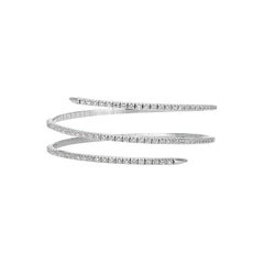 2.50 Carat Natural Diamond Wrap Flexible Bangle Bracelet G SI 14K White Gold