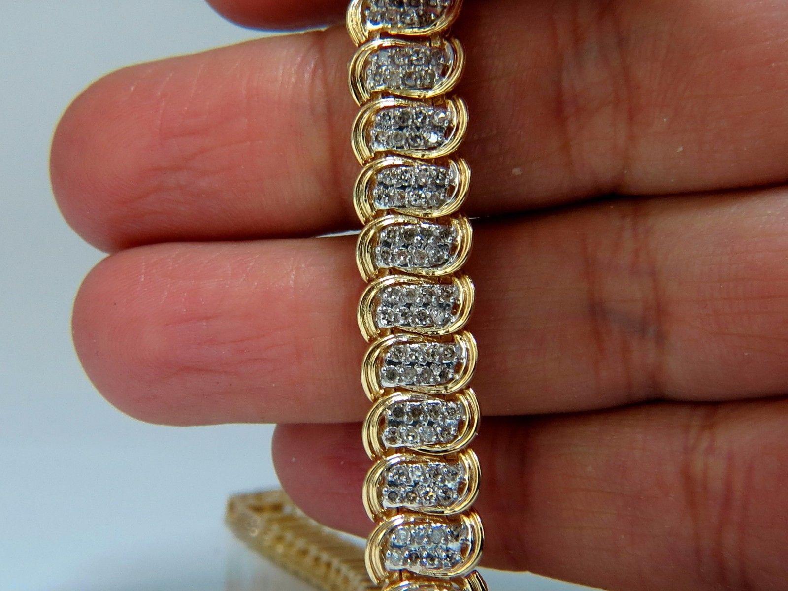 2.50 Carat Natural Diamonds Braid-Link Bracelet 14 Karat In New Condition In New York, NY
