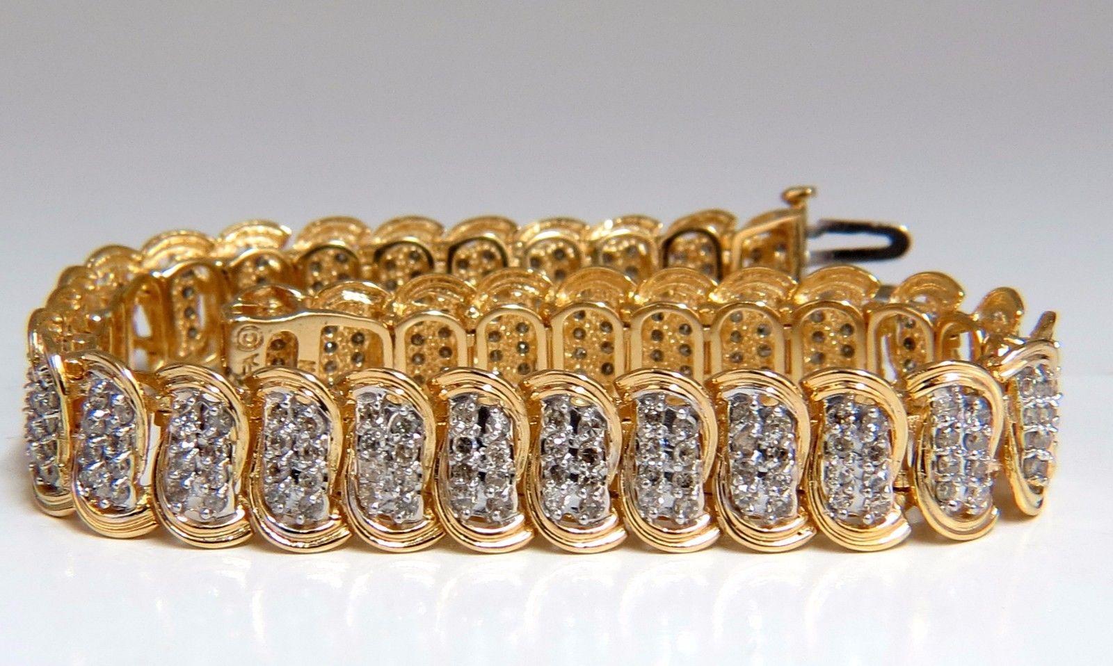 Women's or Men's 2.50 Carat Natural Diamonds Braid-Link Bracelet 14 Karat
