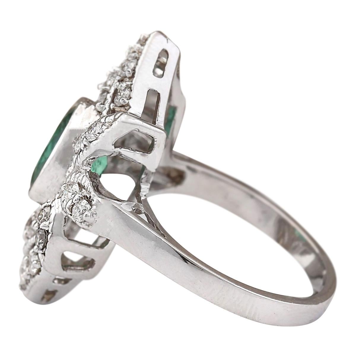 2.50 Carat Natural Emerald 14 Karat White Gold Diamond Ring
Stamped: 14K White Gold
Total Ring Weight: 7.5 Grams
Total Natural Emerald Weight is 1.80 Carat (Measures: 9.00x7.00 mm)
Color: Green
Total Natural Diamond Weight is 0.70 Carat
Color: F-G,