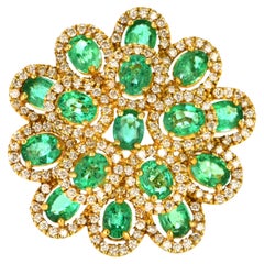 2.50 Carat Natural Emerald and Diamond Cocktail Ring Made in 18 Karat Gold
