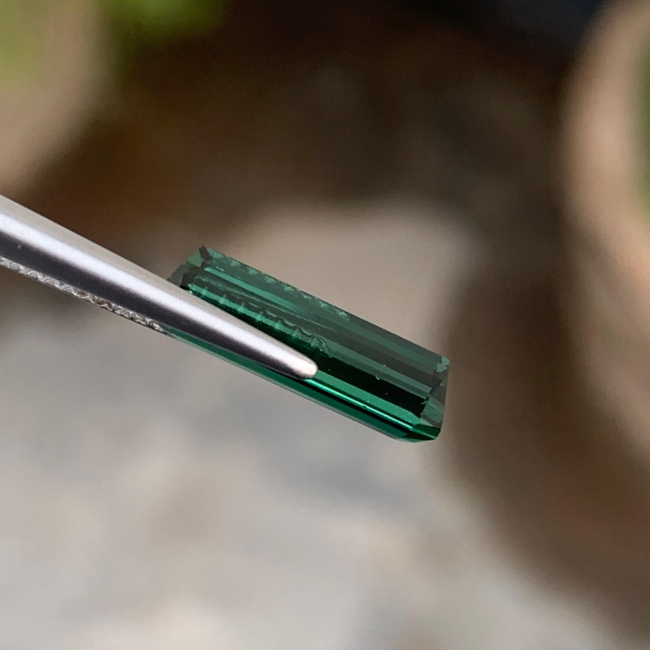 2.50 Carat Natural Emerald Cut Long Faceted Lagoon Tourmaline Gemstone For Sale 6