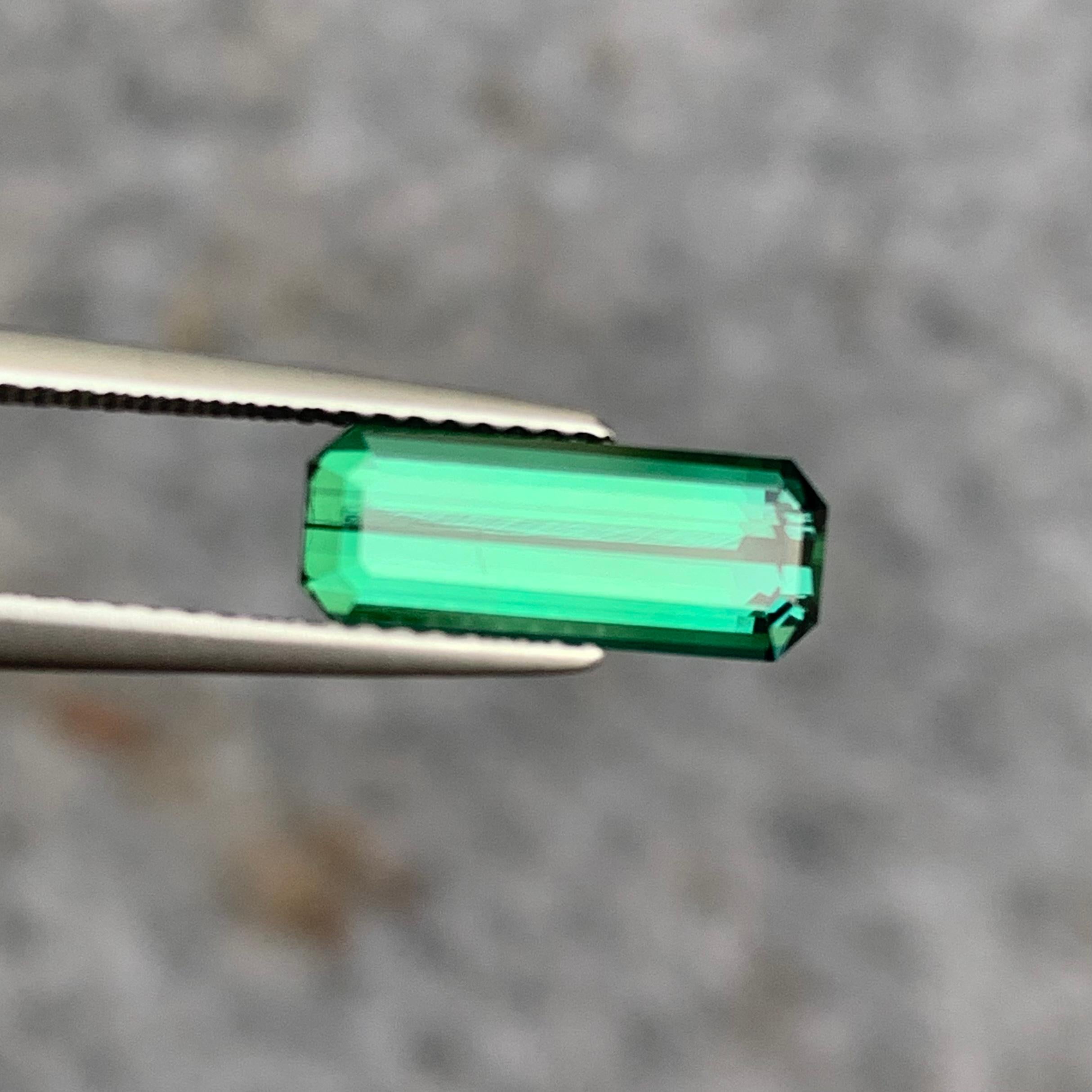 2.50 Carat Natural Emerald Cut Long Faceted Lagoon Tourmaline Gemstone For Sale 7
