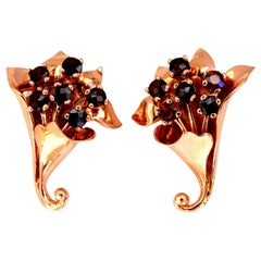 2.50 Carat Natural Garnet Cluster Earrings 14 Karat