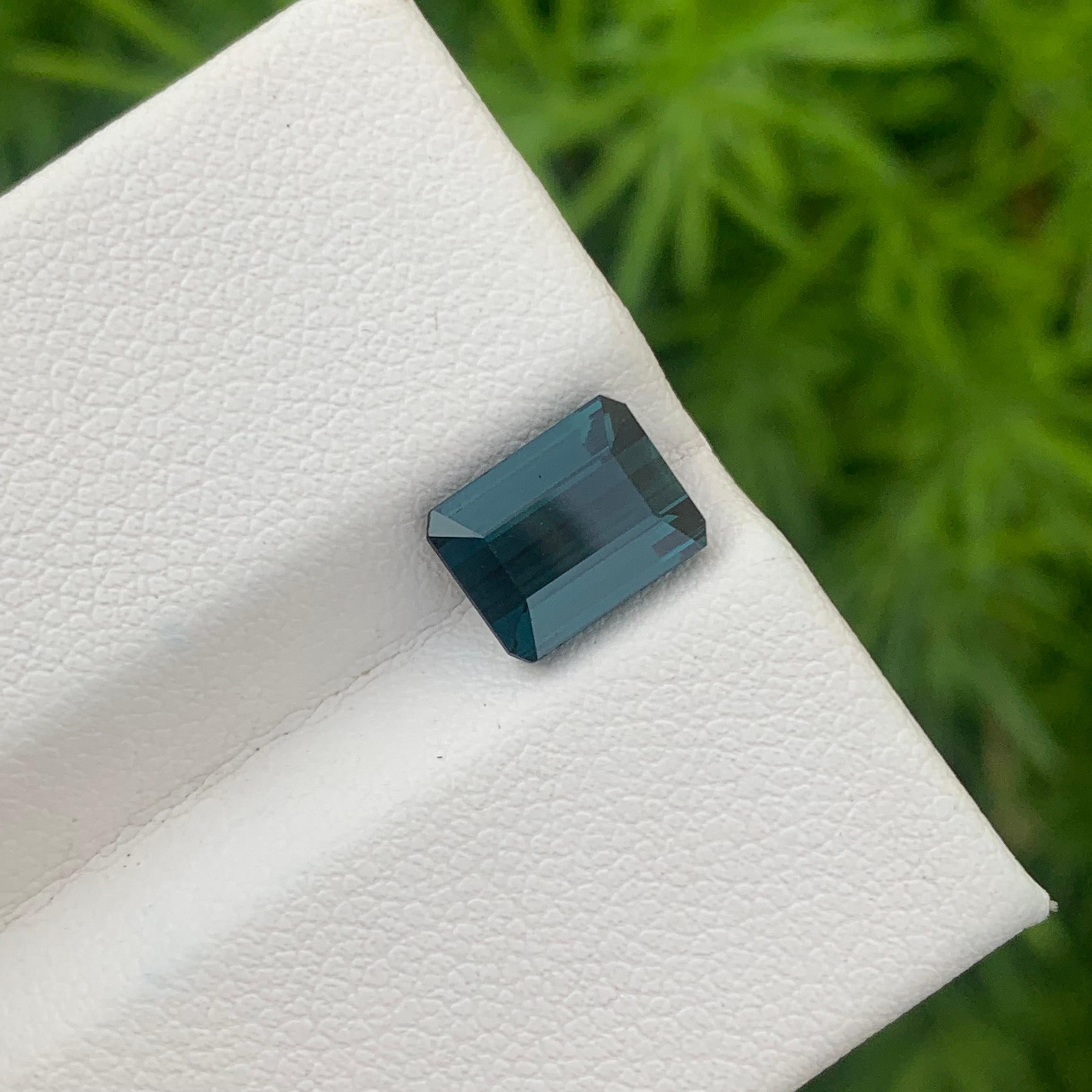 2.50 Carat Natural Loose Blue Indicolite Tourmaline Ring Gemstone Emerald Shape For Sale 5