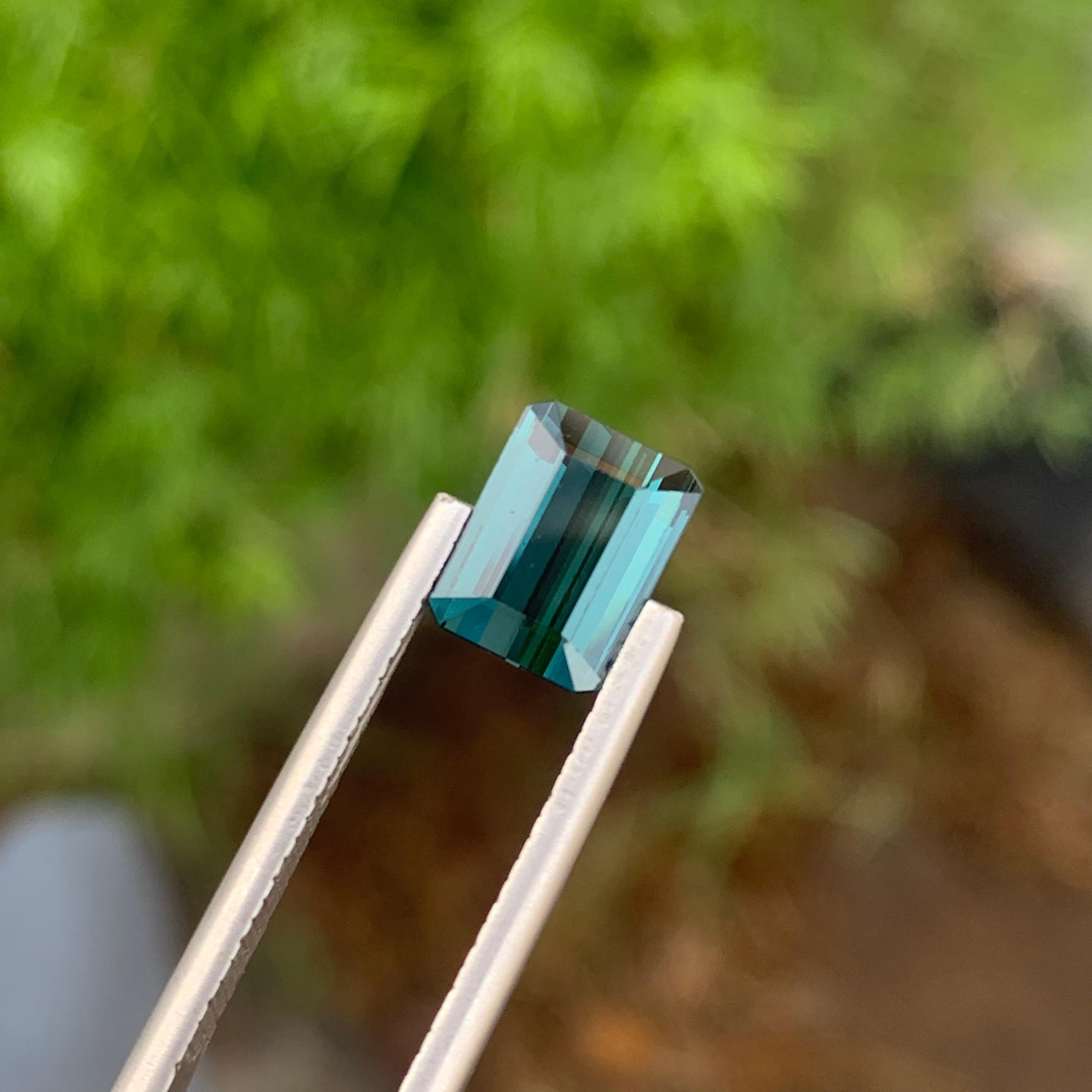 2.50 Carat Natural Loose Blue Indicolite Tourmaline Ring Gemstone Emerald Shape For Sale 3