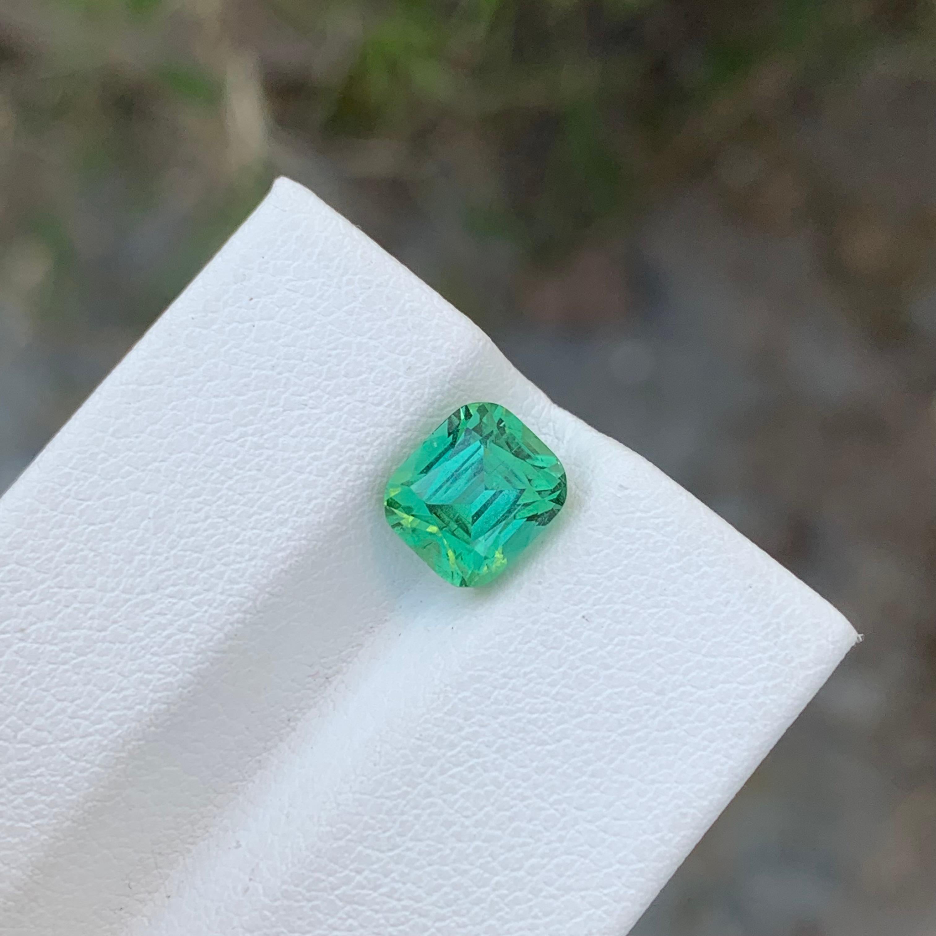 Tourmaline verte menthe naturelle non sertie de 2.50 carat en forme de coussin pour bague en vente 5