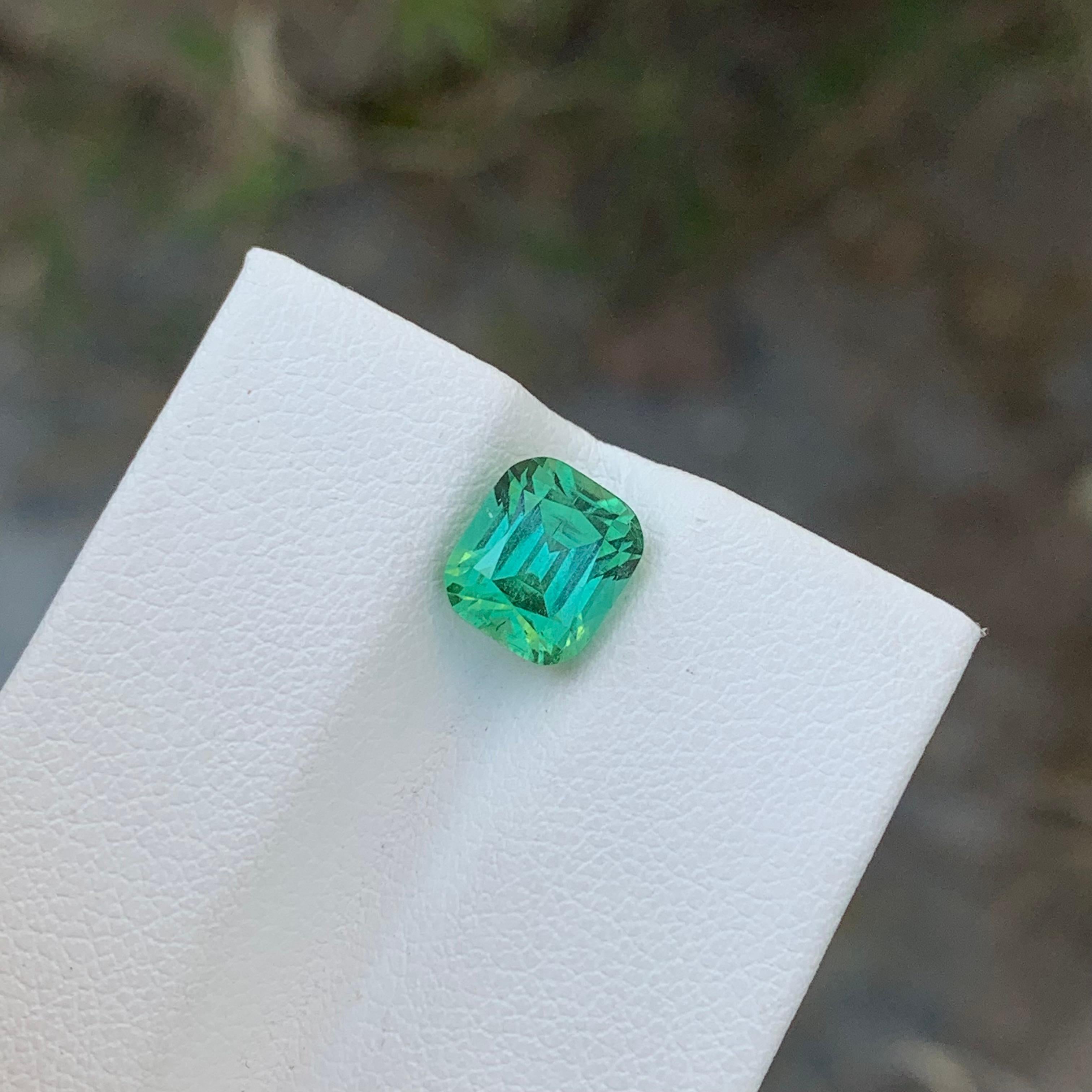 Loose Mint Green Tourmaline

Weight: 2.50 Carats
Dimension: 7.1 x 6.6 x 6.1 Mm
Colour: Mint Green 
Origin: Afghanistan
Certificate: On Demand
Treatment: Non

Tourmaline is a captivating gemstone known for its remarkable variety of colors, making it